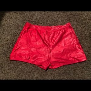 Cheer Boy Shorts Red Glitter Fabric Adult Size Med
